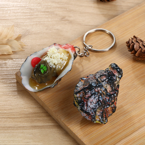Fun simulation food barbecue clams oysters scallops food model diy miniature food toy keychain pendant