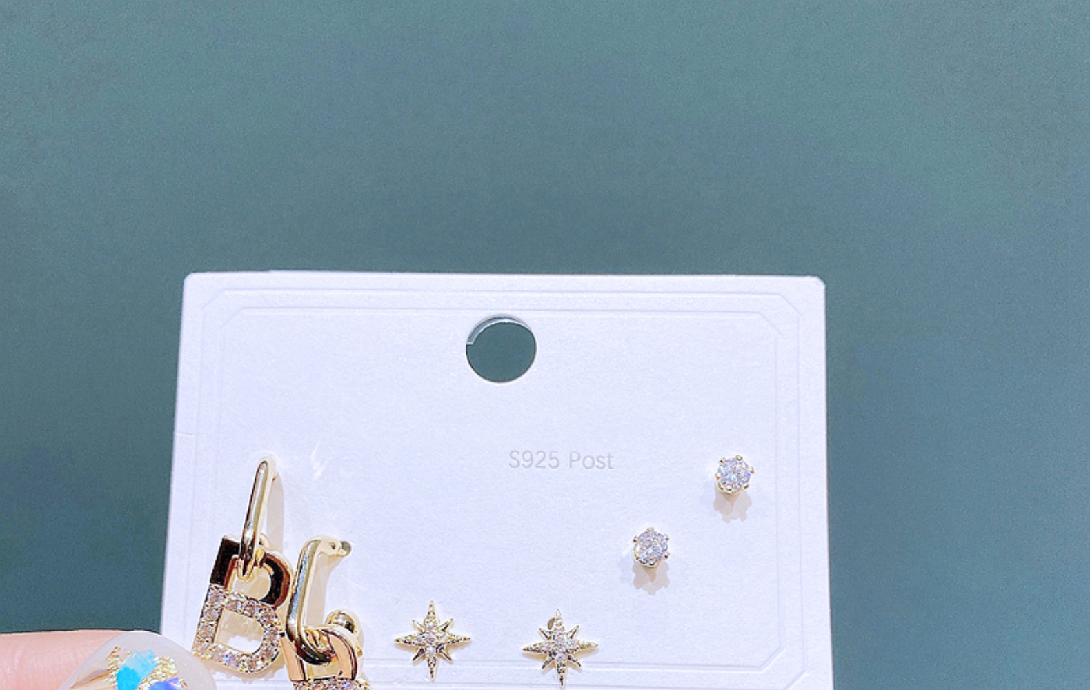 fashion earring set letter B star three pairs copper stud earringspicture1