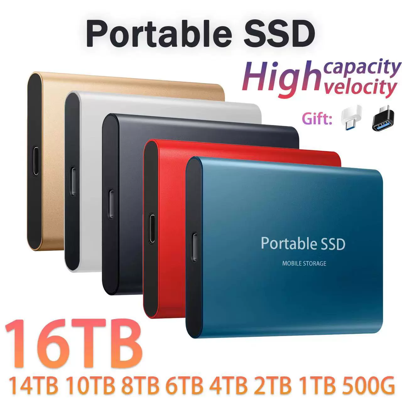 Мини-портативный SSD, внешний SSD большой емкости, до 128 ТБ, металлический корпус