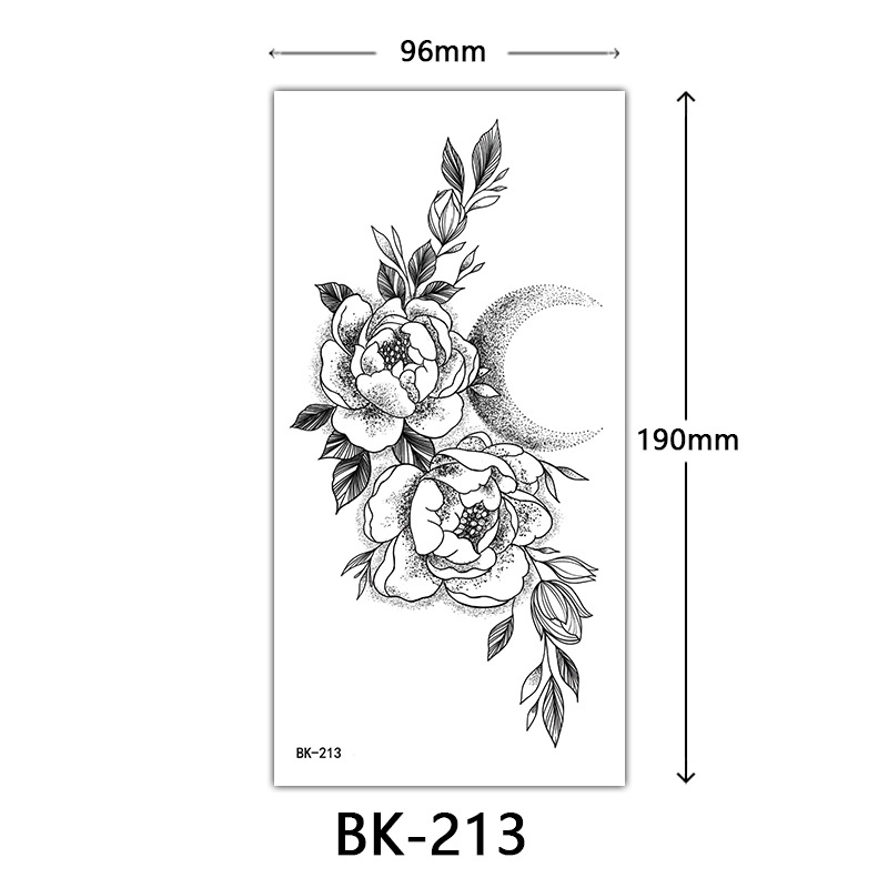 Tatuaje Temporal de Flores Boceto de Papel de Transferencia al Agua, Impresión por Transferencia de Agua, para Cuerpo image 219