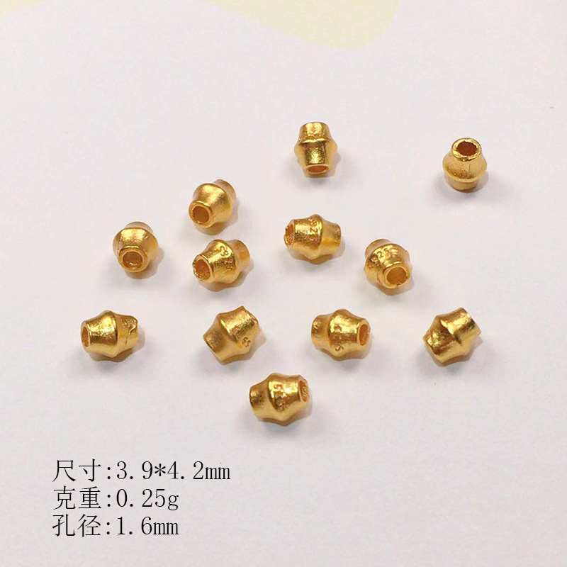 S925 Silver Plated Gold Torus Loose Bead Spacer Semi-finished DIY Jewelry Crystal Jewelry Bracelet Necklace Accessories