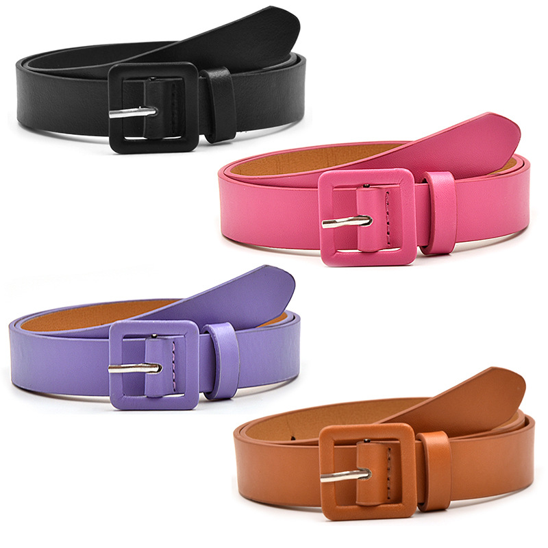 2023 bolsa hebilla cinturón de moda femenina color sólido hebilla cuadrada pequeña versátil jeans decorativos accesorios de ropa cinturón ancho de mujer