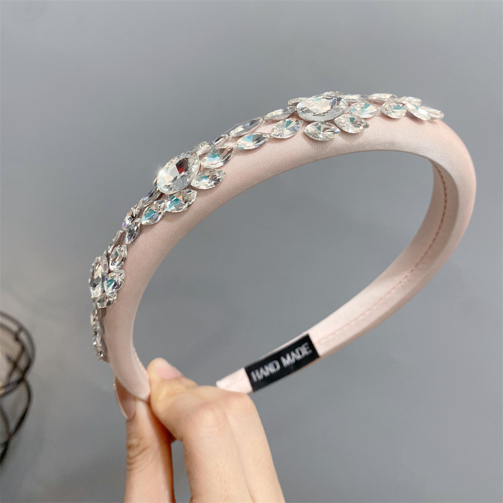 Elegant Simple Style Solid Color Cloth Inlay Rhinestones Hair Band display picture 5