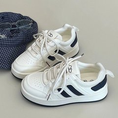 学院风厚底小白鞋女2025秋季新款系带学生运动鞋港风增高休闲板鞋