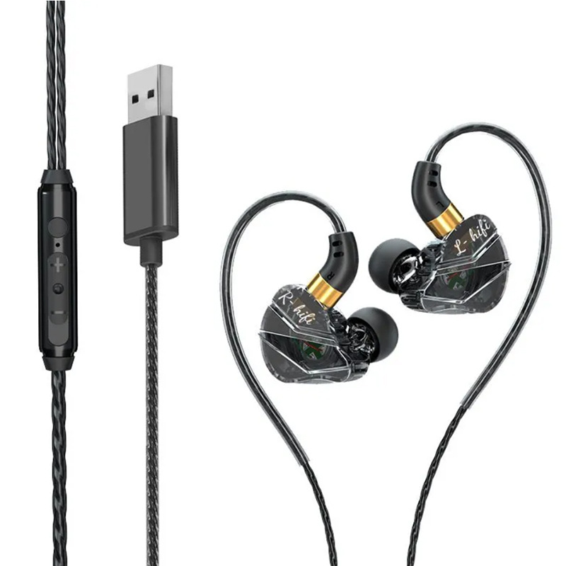 Auriculares de computadora con interfaz USB en la oreja con cable con micrófono portátil de escritorio e-sports juego transmisión en vivo auriculares especiales