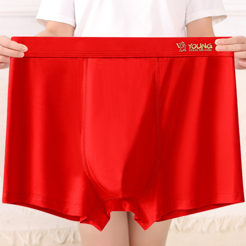 Men's Modal Seamless Boxer Briefs, Loose Fit, Plus Size, Red for the Year of Birth, Year of the Horse Boxer Briefs Men's Modal Seamless Boxer Briefs, Loose Fit, Plus Size, Red for the Year of Birth, Year of the Horse Boxer Briefs