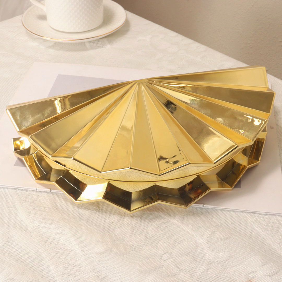 Cross-Border Women's Luxury Evening Bag Fashion Beaded Fan-Shaped Sequin Clutch Acrylic Evening Purse - Thumbnail 3