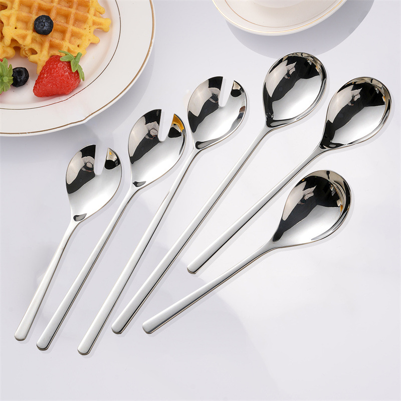 304不锈钢勺子酒店用品沙拉勺套装不锈钢餐具勺子甜品勺沙拉叉子|ms
