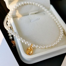 热卖潮流珍珠项链简约风手工锁骨链通体S925银项链百搭进口施家珠