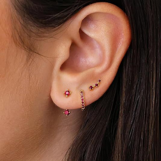 European American Cross-border Fashion Accessories, Versatile Copper Inlaid Colorful Zircon Elegant And Stylish Pierced_voghion.com