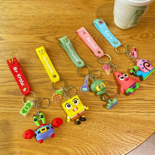 New SpongeBob SquarePants Keychain Charm Cute Patrick Star Figure Keychain Couple Bag Charm Small Gift