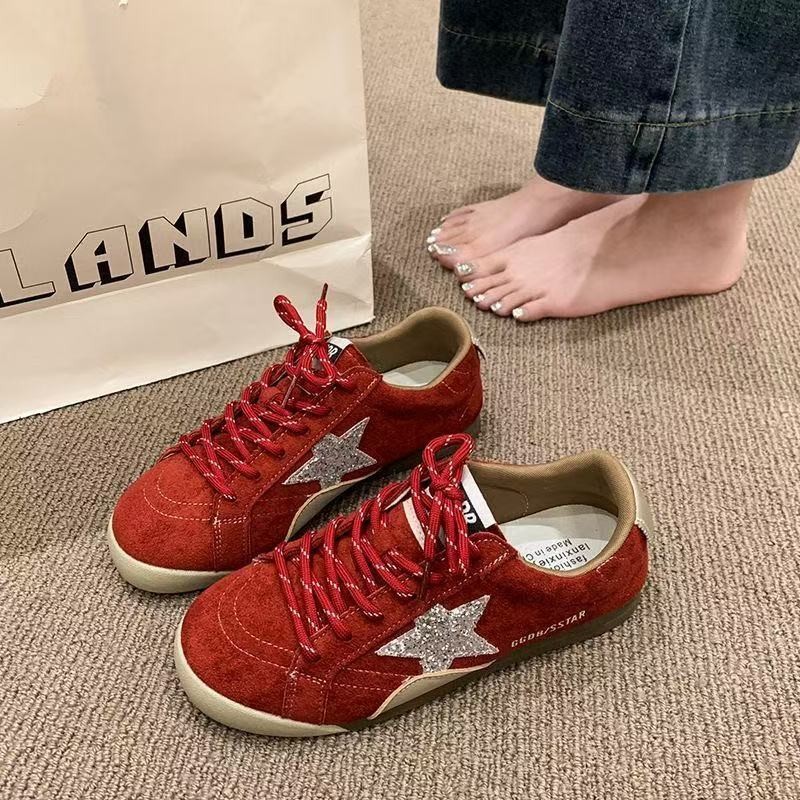 2025 Spring and Autumn New Style Distressed Star Sneakers Women's Color Matching Korean Style Retro Fashion Casual Easiest for Match German Training Shoes