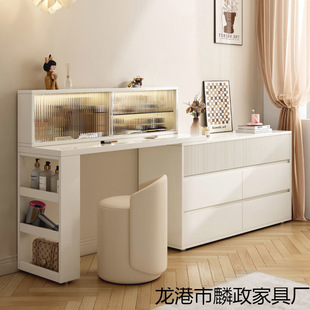 Minimalist Dressing Table and Cupboard Integrated Cream Style Corner Dressing Table Bedroom Retractable Dressing Table Small Apartment Bedside Cabinet