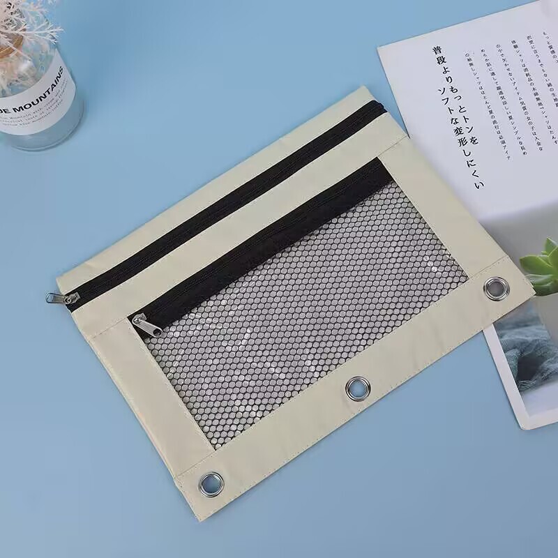 三穴書類袋PVCオックスフォード布気眼包ペン袋事務資料収納袋b 5バインダーは現物を取り外すことができます。|undefined