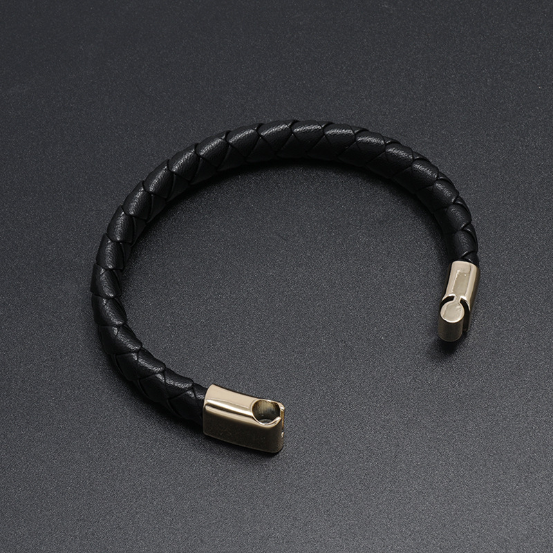 fashion simple woven magnet buckle leather bracelet wholesale