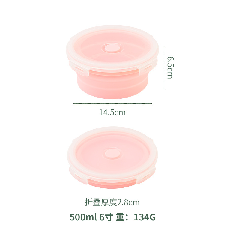 Fiambrera de silicona plegable redonda de 4 piezas caja bento creativa caja de almacenamiento de tazón plegable para el hogar juego de caja de conservación