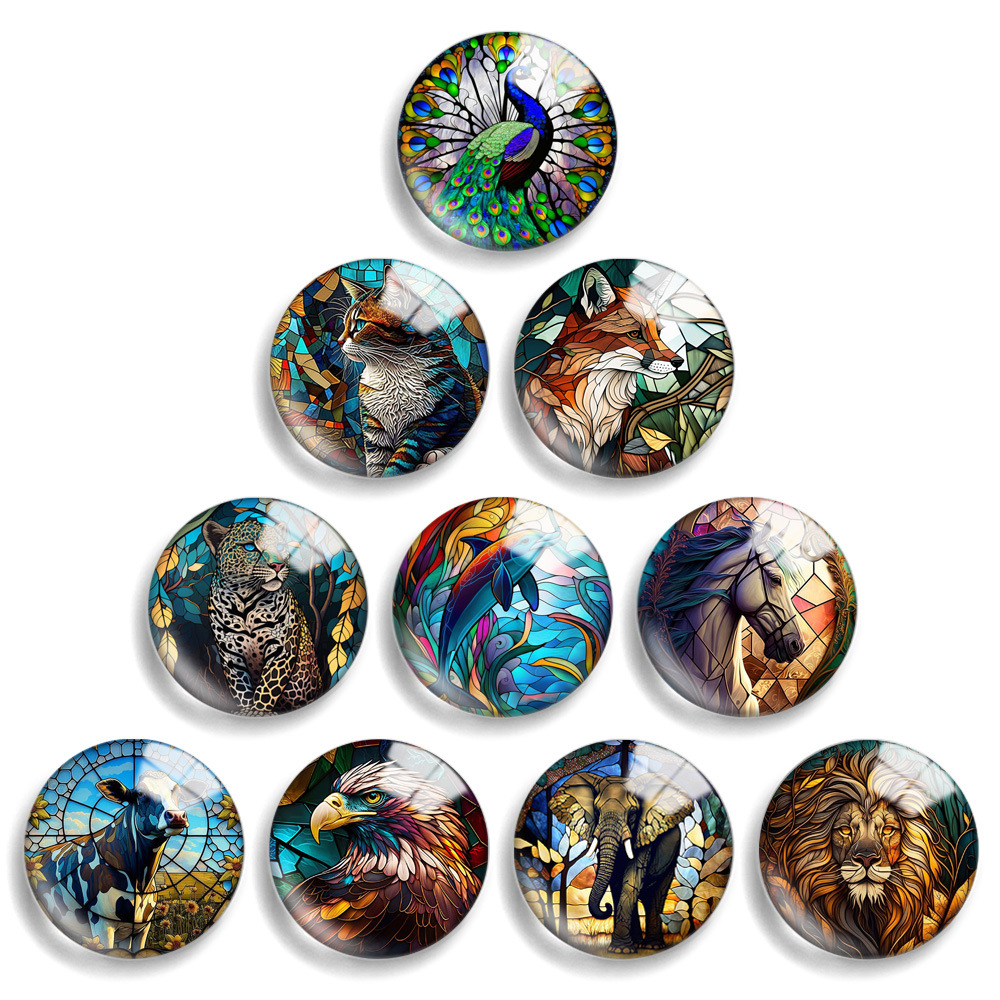 12mm18mm20mm25mm40mm动物鸟8641夜光时光宝石水晶玻璃圆形片