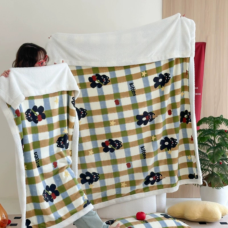 Новое Cartoon Milk Velvet Lamb Velvet Blanket Autumn and Winter Thickened Nap Blanket Office Lunch Break Air Conditioning Velvet Blanket Cover
