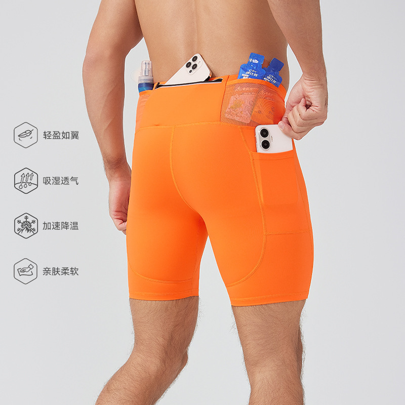 Running Shorts, High-Elastic Compression Pants, Men's and Women's Marathon Five-Point Tights, Outdoor Quick-Drying Racing Training Shorts