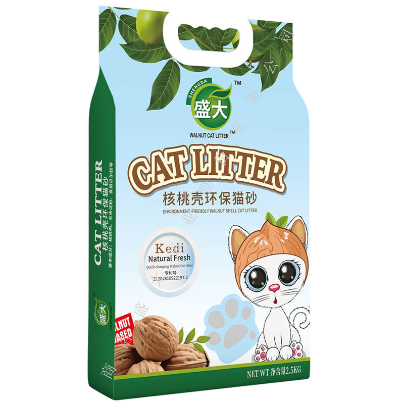 Grand Cat Litter Walnut Shell Environmentally Friendly Cat Litter Biodegradable Strong Adsorption Low Dust Clumping Firm 2.5kg