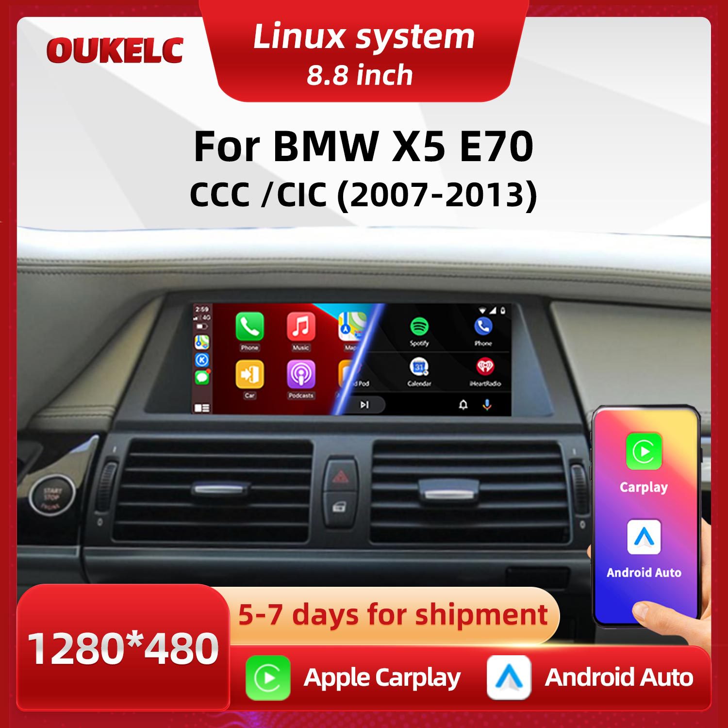 BMW X5 E70 üçün 8.8 düymlük GPS naviqasiya ekranı