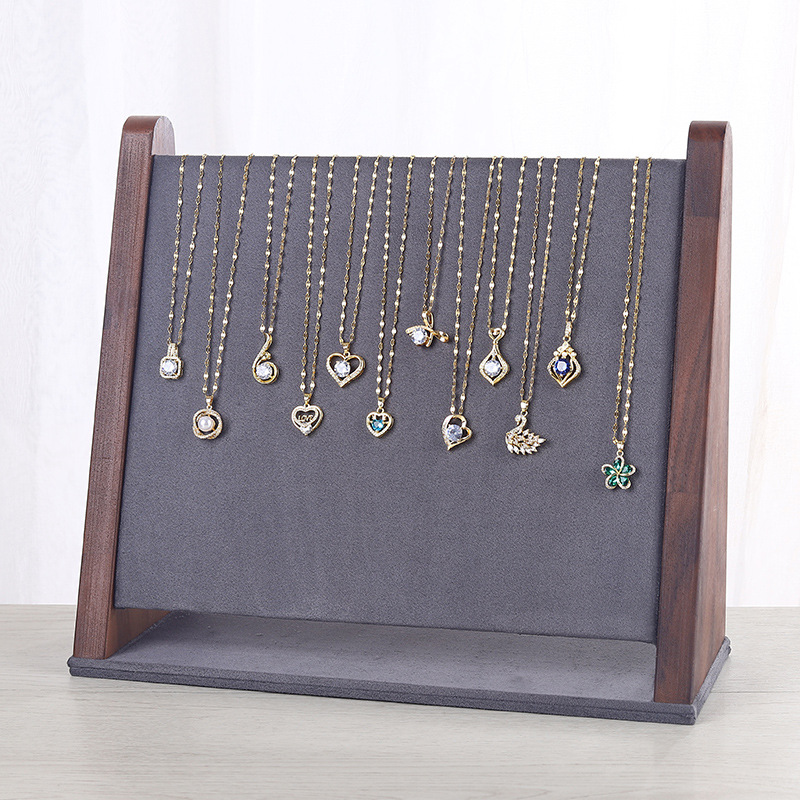 Walnut bevel necklace display stand desktop jewelry rack storage pendant rack hanging necklace board jewelry display rack