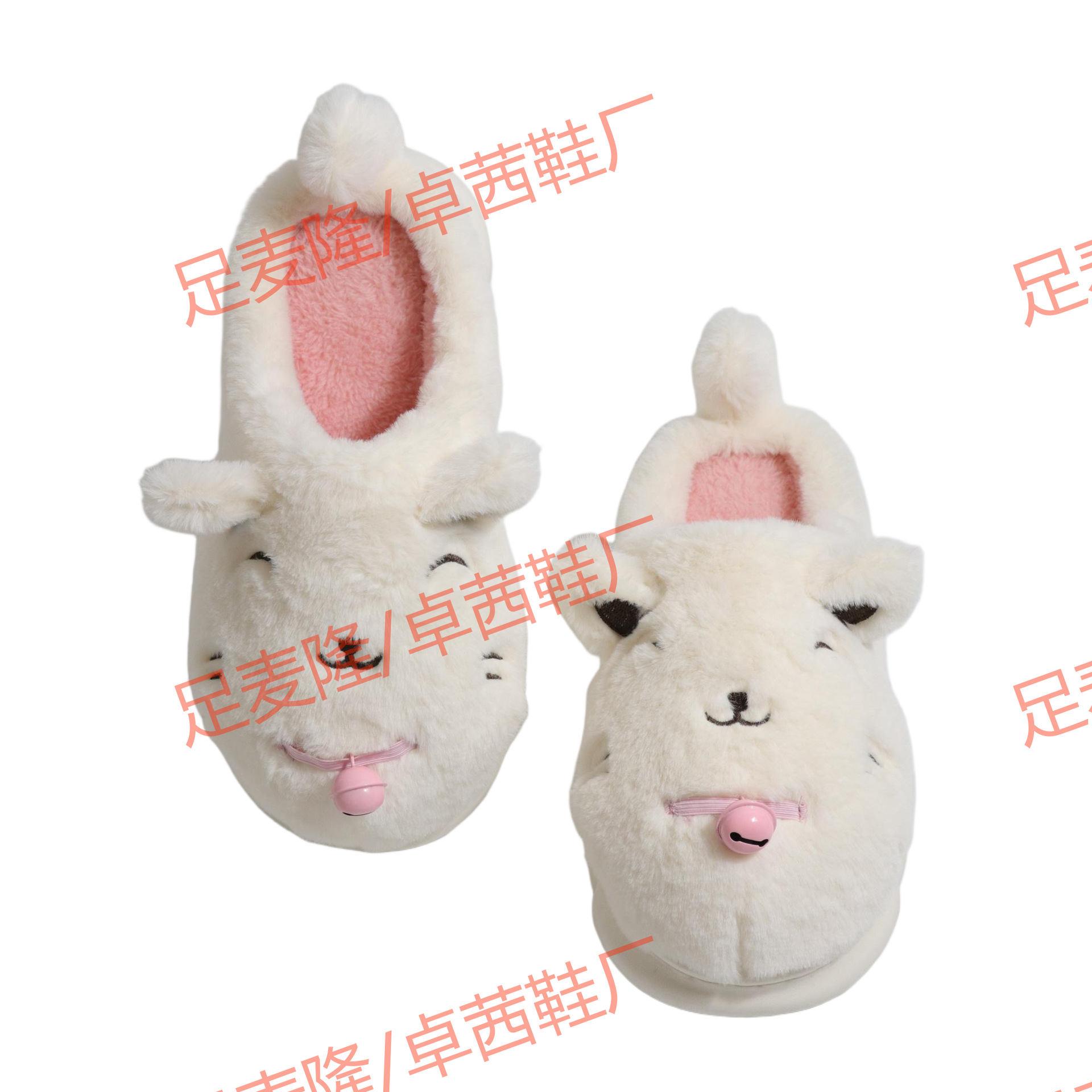 Campana blanca personalizada de comercio exterior, gato, mujer, otoño e invierno, zapatillas de algodón cálidas para el hogar