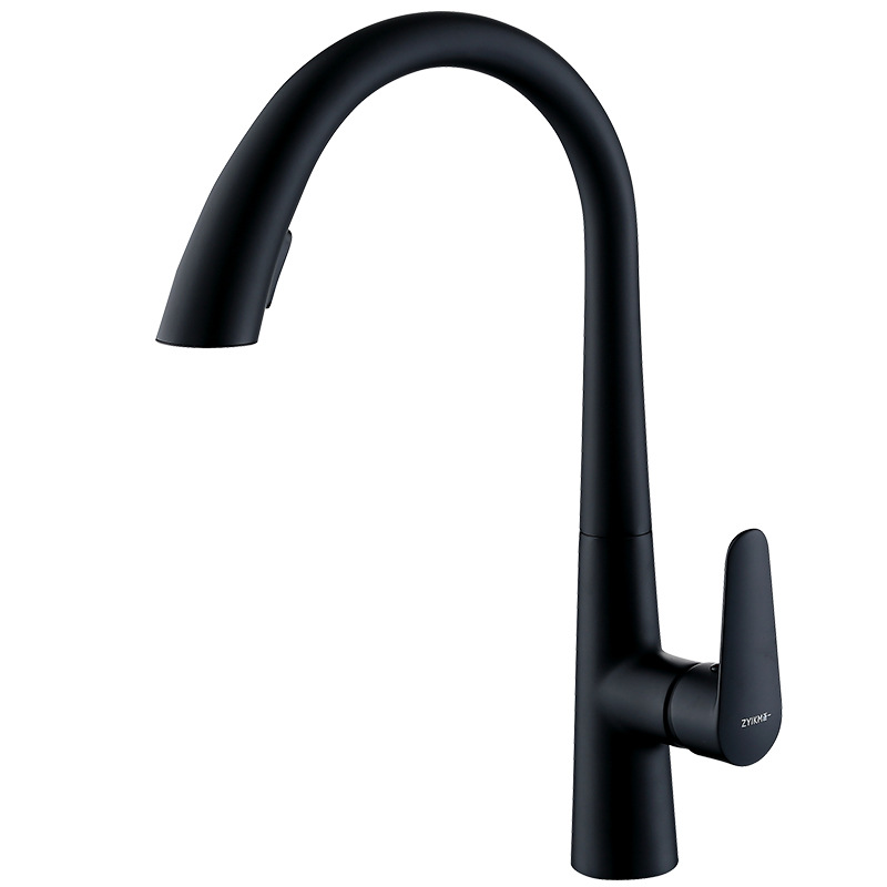 Cocina todo el grifo del fregadero de cobre para aumentar el calor y el frío de la pistola de punta oculta grifo gris lavabo de verduras fregadero