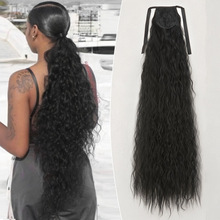 欧美假发女长发马尾网红高马尾长卷发绑带式玉米烫马尾辫子接发