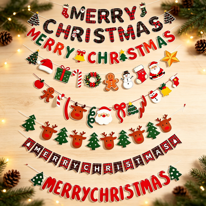 Christmas paper letter reindeer banner, Christmas party scene decorations, festive banner, Christmas holiday atmosphere decorations, hanging ornaments Christmas paper letter reindeer banner, Christmas party scene decorations, festive banner, Christmas holiday atmosphere decorations, hanging ornaments
