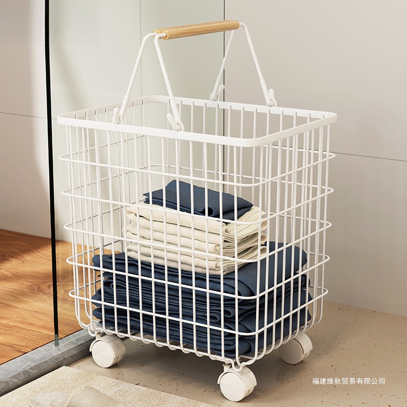 Free Shipping Dirty Clothes Storage Basket with Wheels Removable Basket Bucket Home Bathroom Clothes Laundry Basket Box Dirty Clothes Basket