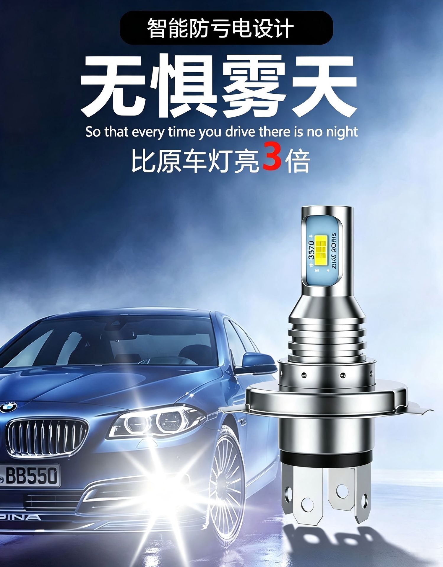 Cross-Border Hot-Selling Car Lights, Plug-In H7H11 Ultra-Bright Spotlight Mini-Sized Car Led Headlights, Dropshipping Available