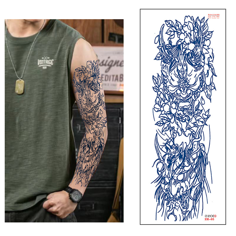 Calcomanías de tatuaje semipermanentes de brazo completo para hombres y mujeres brazo imagen grande jugo de planta no puede lavar las pegatinas de tótem de tatuaje