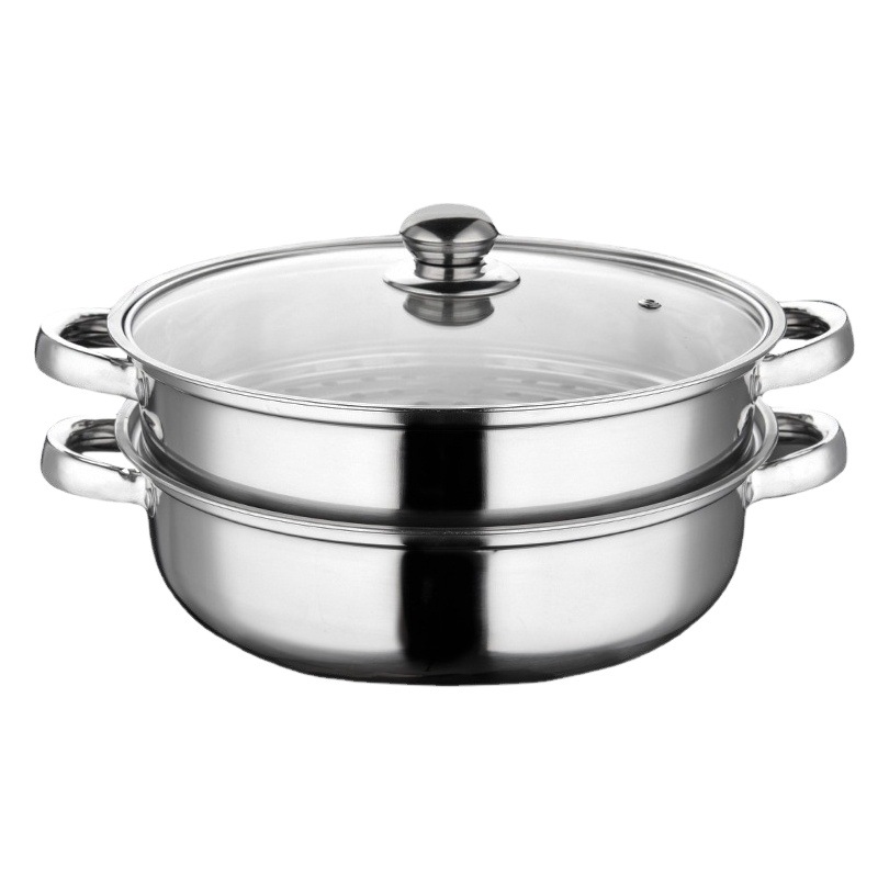 Vaporizador de sopa de acero inoxidable 28CM vapor de doble capa de tres capas olla caliente multifuncional olla de sopa de una sola capa fábrica entrega al por mayor