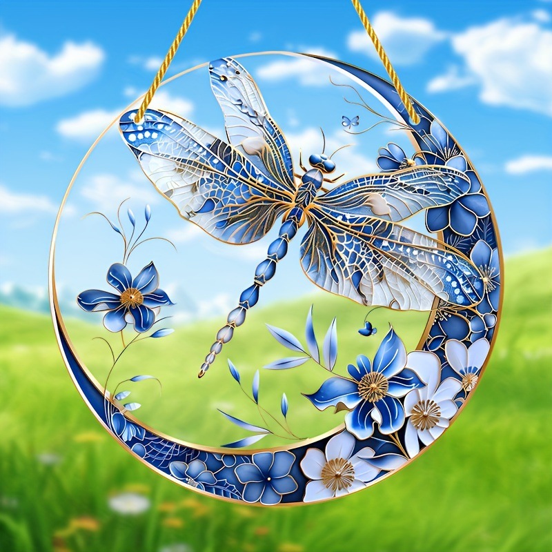 Colgante azul y blanco acrílico captador de sol para la decoración del jardín - perfecto para mudarse o agradecer