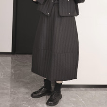 暗黑风山本耀司款高腰A字加棉半身裙女秋冬新款中长款加厚夹棉裙
