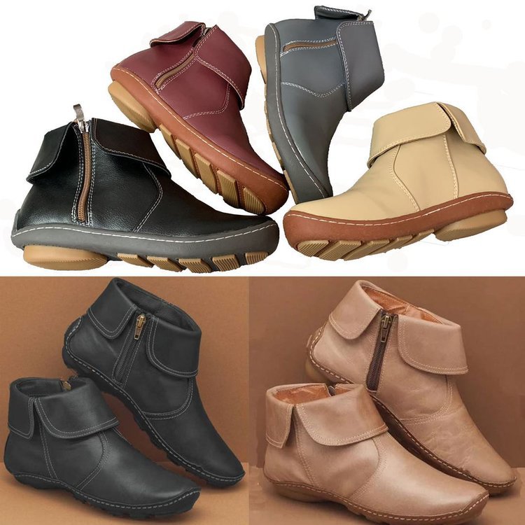 Bottes courtes à bout rond et talon moyen ShoeVault automne-hiver 2020 pour femmes, modèle Martin, pointure 43, marque indépendante_voghion.com