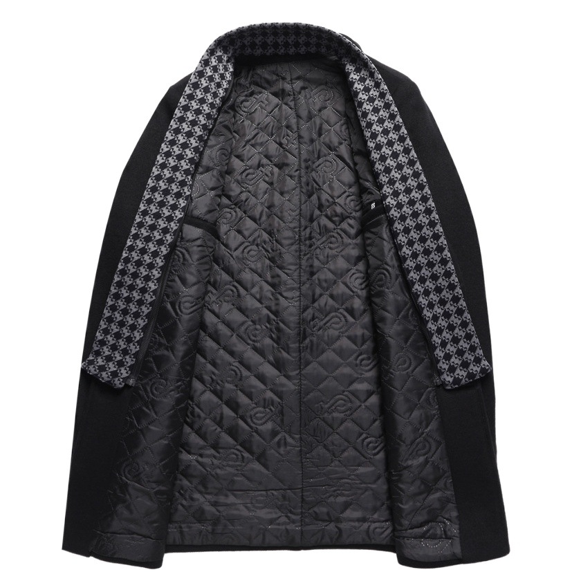 2022年新型クロスボーダー中年男性ミディアムロング丈厚手ウールラシャコートコートパーカー【2206】