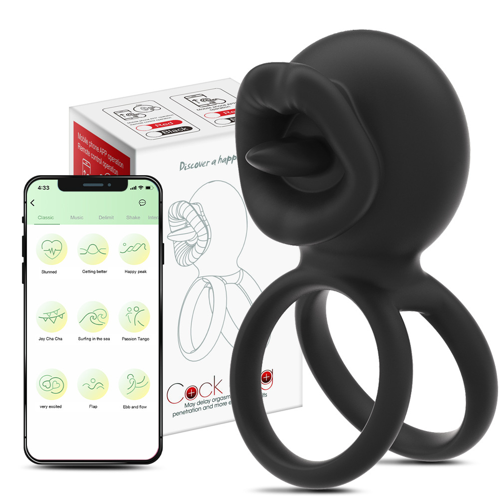 Rose APP bloqueo fino anillo de vibración de 9 frecuencias para hombres, dispositivo de masturbación impermeable silencioso, anillo de silicona de bloqueo fino, productos sexuales para adultos