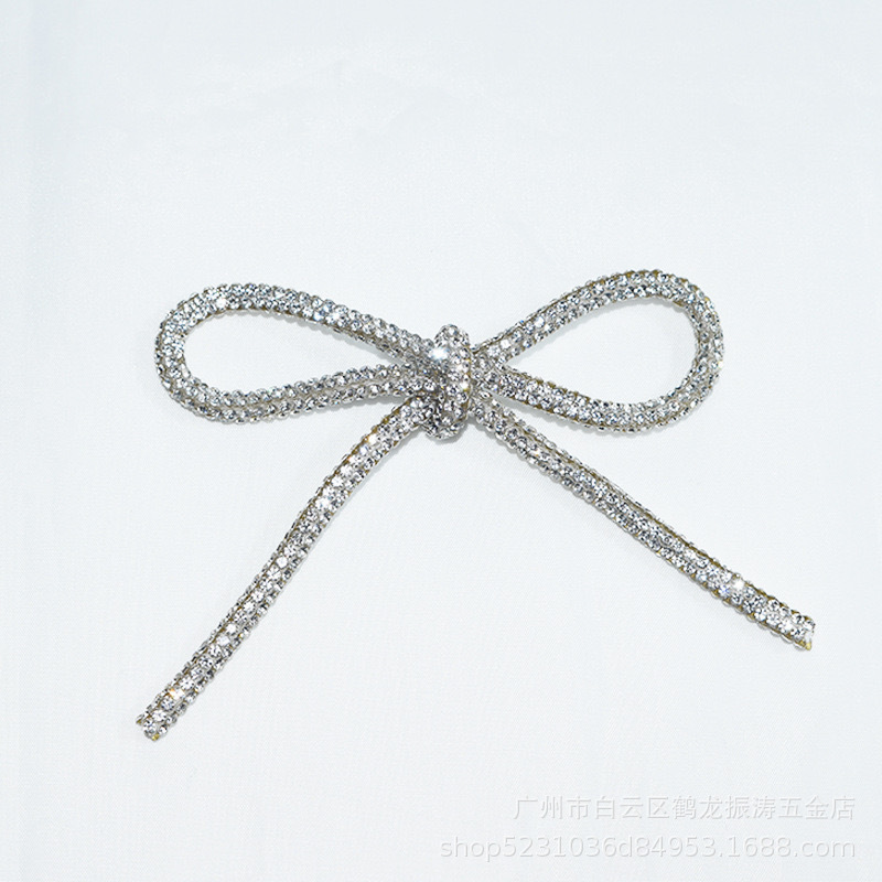 厂家直销 超闪满钻蝴蝶结钻绳手工DIY蝴蝶结别针胸花服装辅料配饰