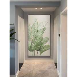 玄关装饰画入户绿植花卉肌理感走廊过道挂画北欧风进门正对墙壁画