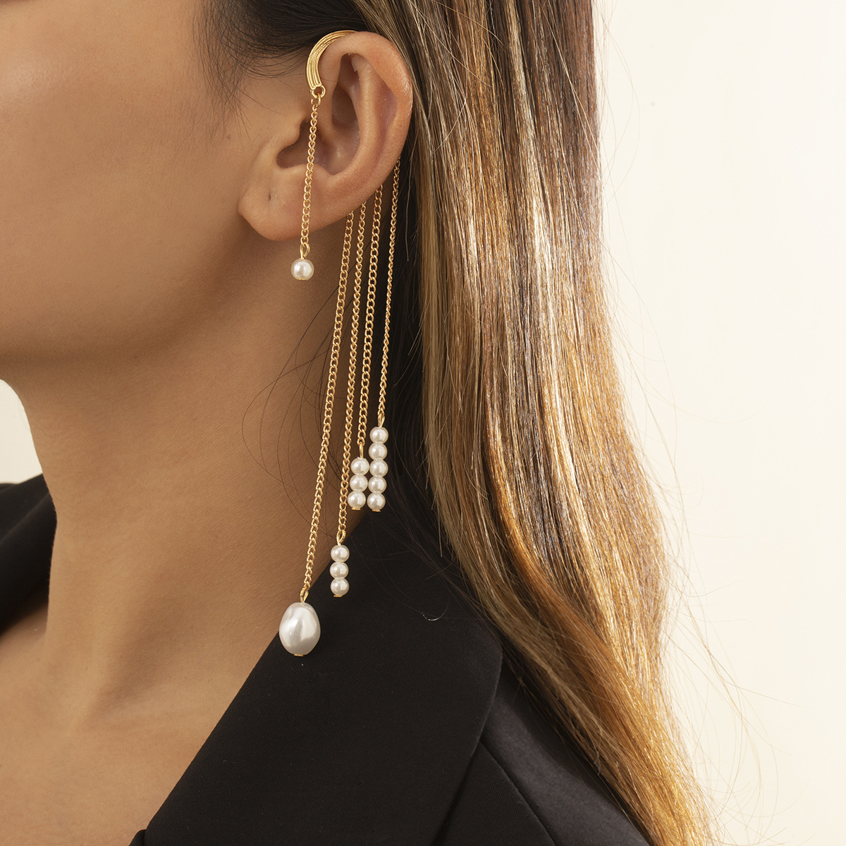Amerikanische Quaste Nachahmung Perlen mehrschichtige Ohrringe weiblich Grohandelpicture2
