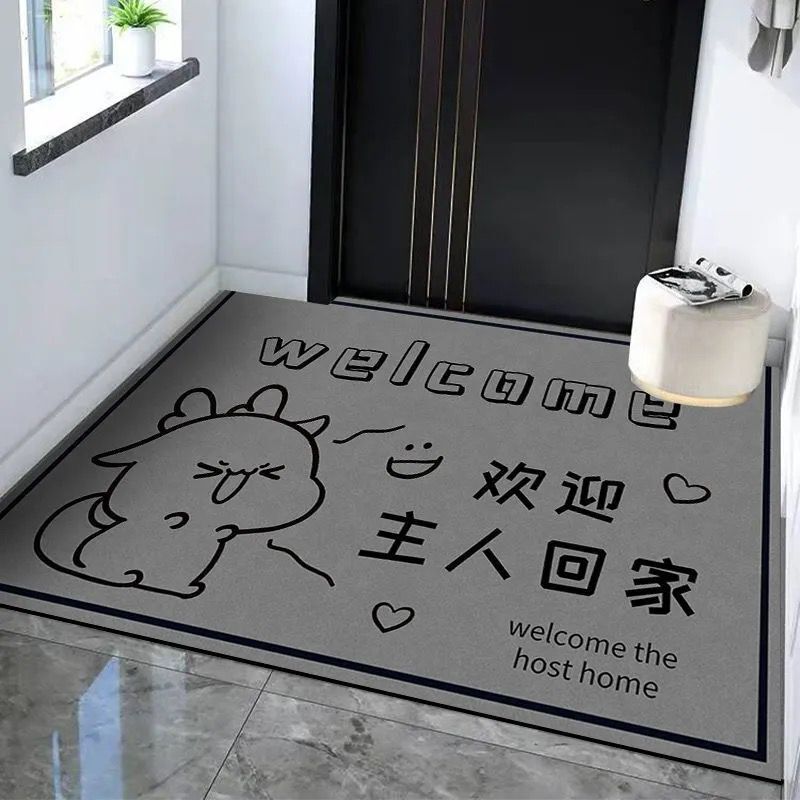 硅藻泥卡通吸水入户门地垫灰色进门防滑门垫家用可爱耐脏玄关脚垫|undefined