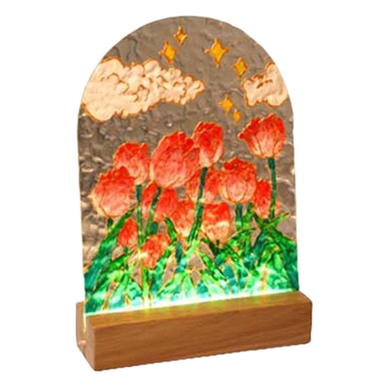 こどもの日DIYチューリップ手描きガラス絵画材料ナイトライト辰年応援活動ギフト卸売夜光