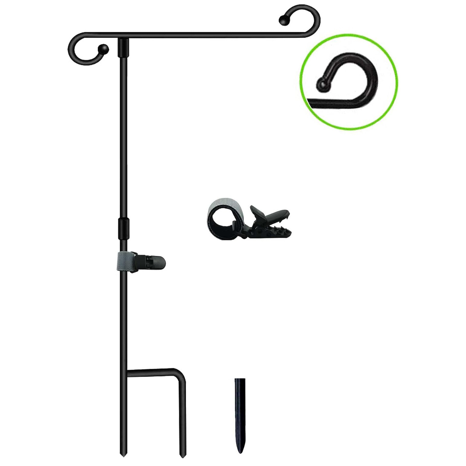 跨境花园旗杆架铁艺烤漆花园旗子地插美国户外庭院花园旗支架厂家