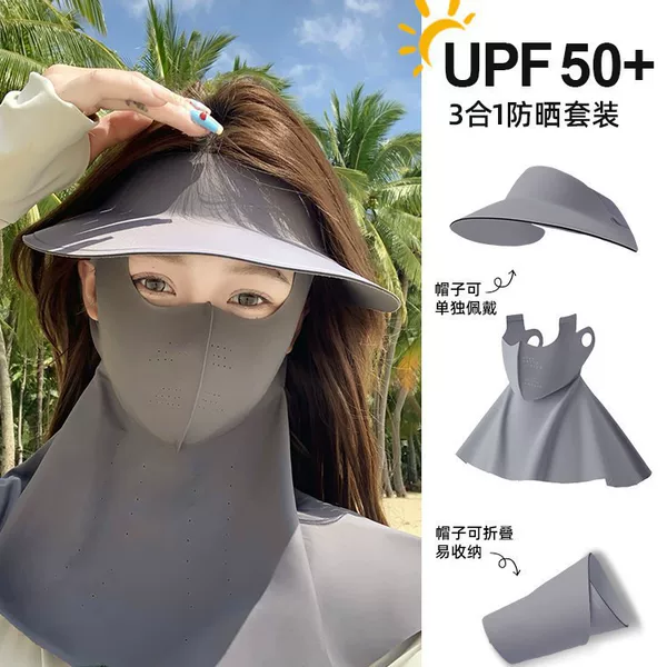 Sun Protection Mask That Covers the Neck, Breathable, High-Quality, Anti-Uv, Suitable for Driving and Cycling, Ice Silk Full Face Neck Protection Mask for Summer