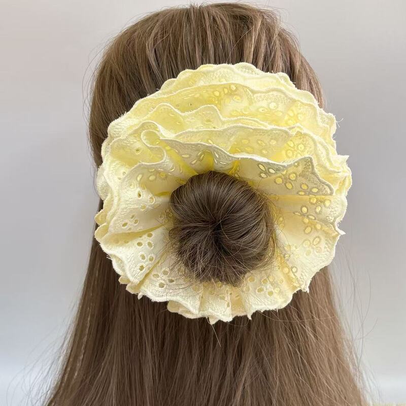 6層の重厚なレースの女性用ヘアゴム、高級感のある2025年新作ヘアロープ、ローボールヘアアクセサリー|undefined