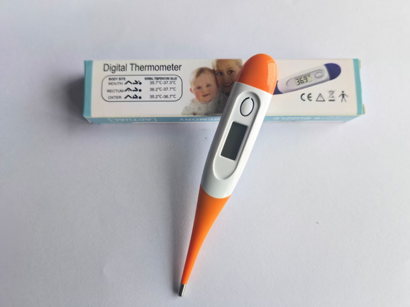 Termómetro electrónico de cabeza suave, termómetro de precisión digital para adultos y niños bajo la cavidad axilar, logotipo personalizado