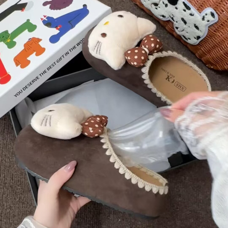 立体猫咪包头百搭休闲拖鞋女秋冬季复古可爱卡通外穿款厚底包头拖|undefined