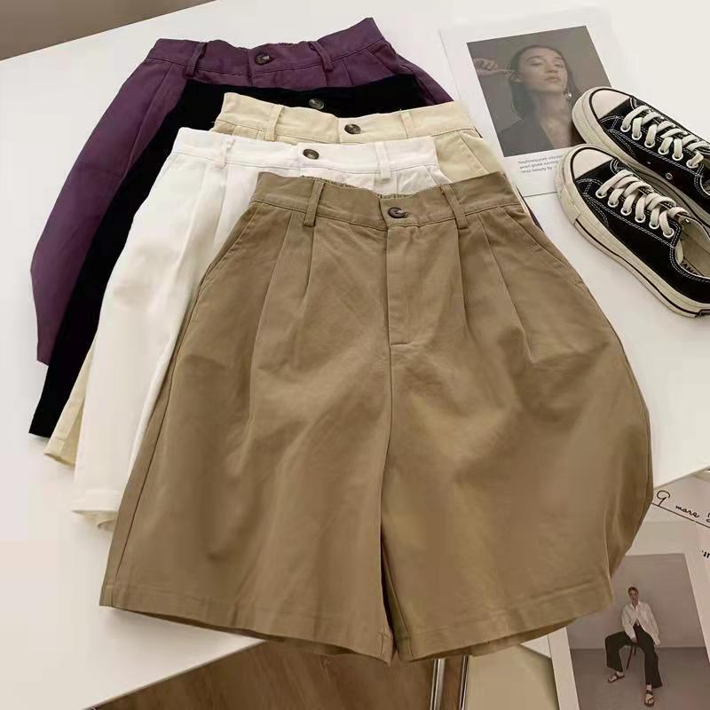 Original Good Workmanship Suit Shorts Women's Summer High Waist 2022 Thin Loose 4-Point Pants Straight A-Line Casual Pants
